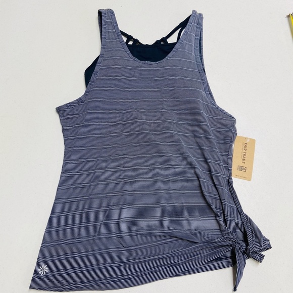 Athleta Max Out Tank Navy Blue Print NWT XXS - Picture 4 of 7